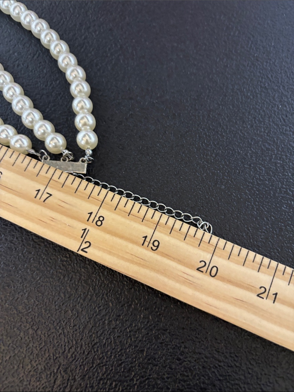 Fashion Triple-Strand Faux Pearl Statement Necklace in Cream Silver Tones - Picture 7 of 7